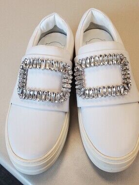 Roger Vivier Skate Strass Buckle white Leather Sneakers